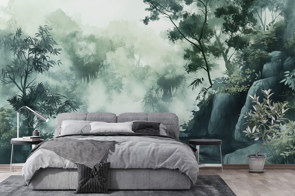 Misty forest and rocks — interior 1