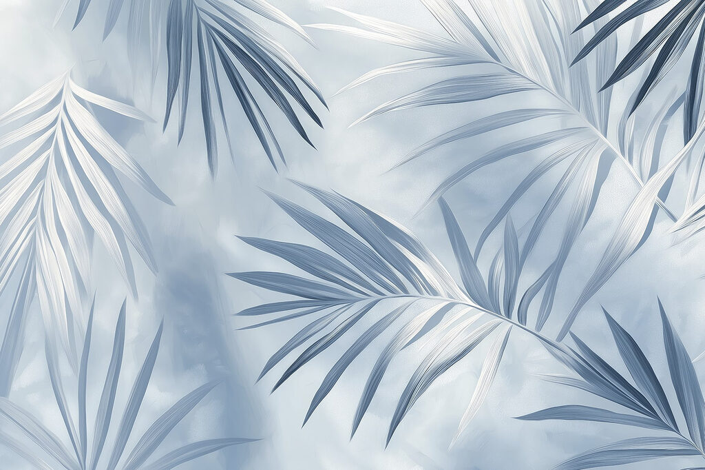 Crossing palm leaves — full design