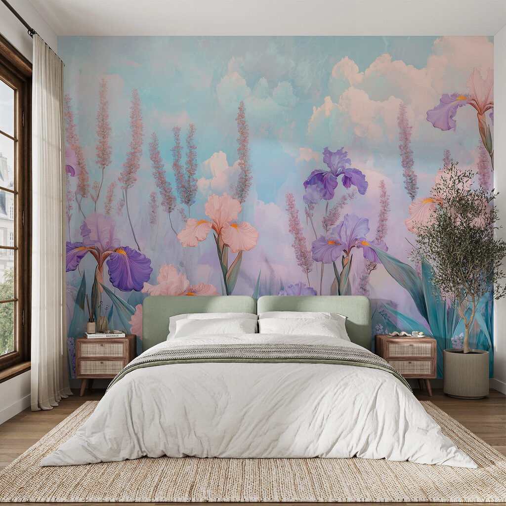 Irises under soft skies — interior 1