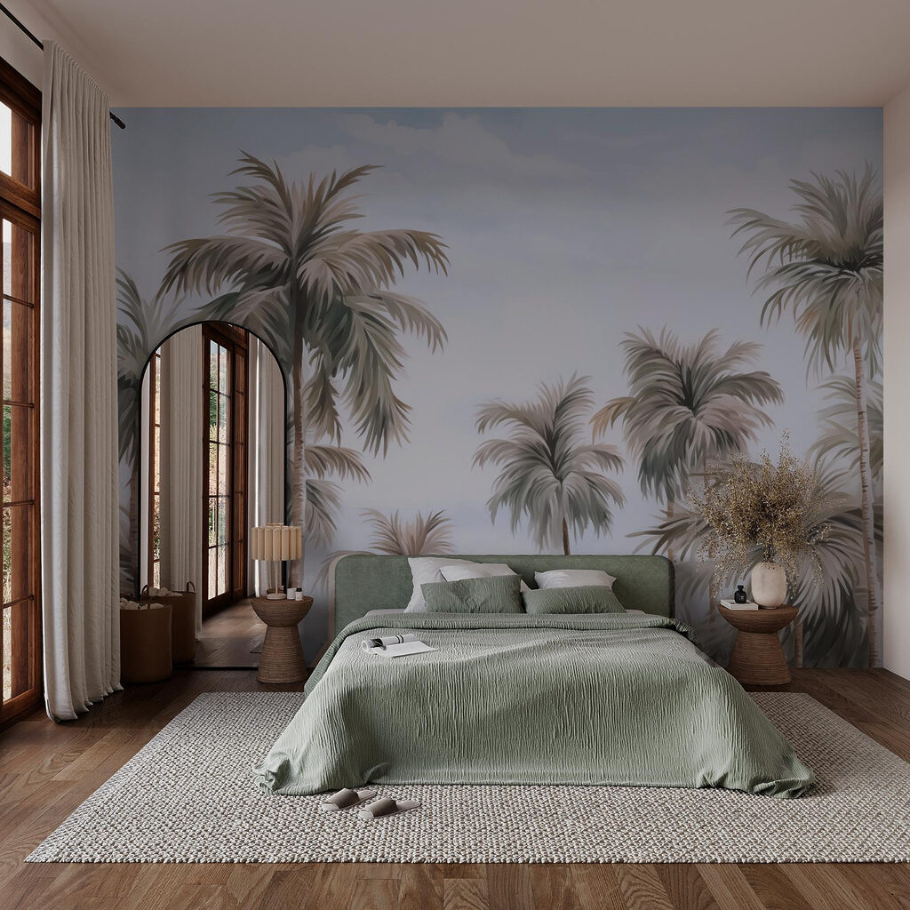 Tall palms, lilac sky — interior 1