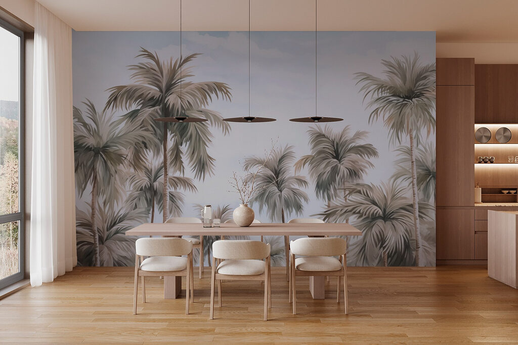 Tall palms, lilac sky — interior 2