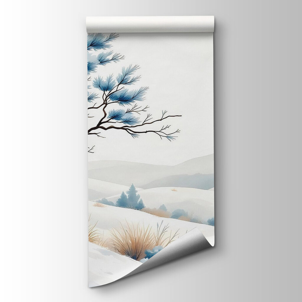 Blue pine, snowy hills — product view