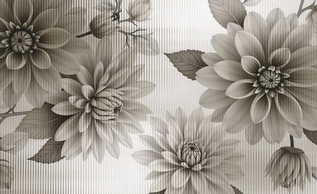 Dahlias in Fine Lines — full design