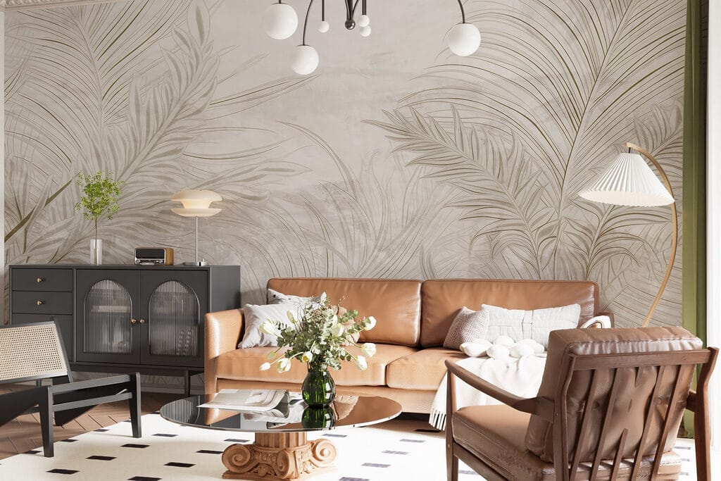 Cream palm fans — interior 3