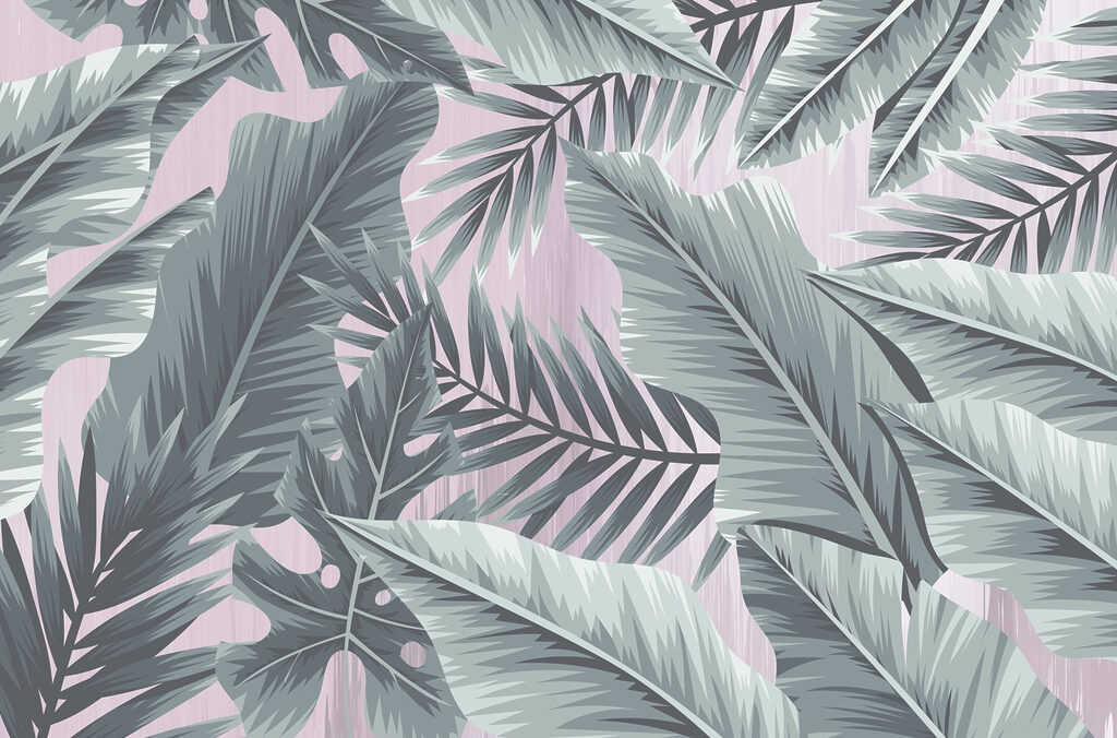 Overlapping palm leaves — full design