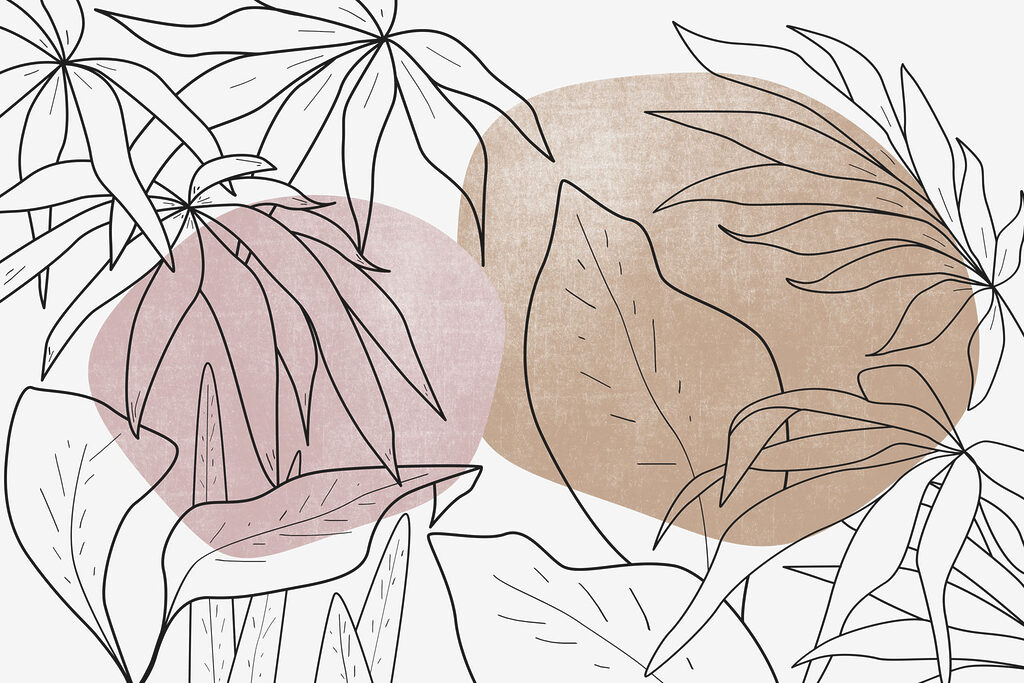Leaf outlines on circles — full design