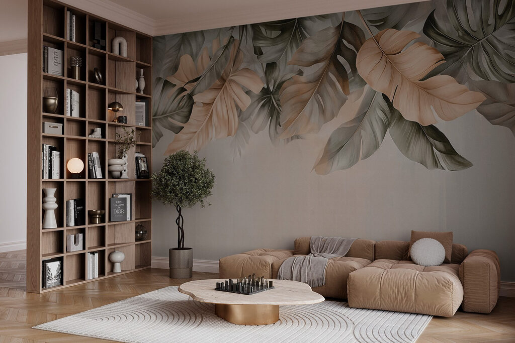 Hanging leaves over taupe — interior 5