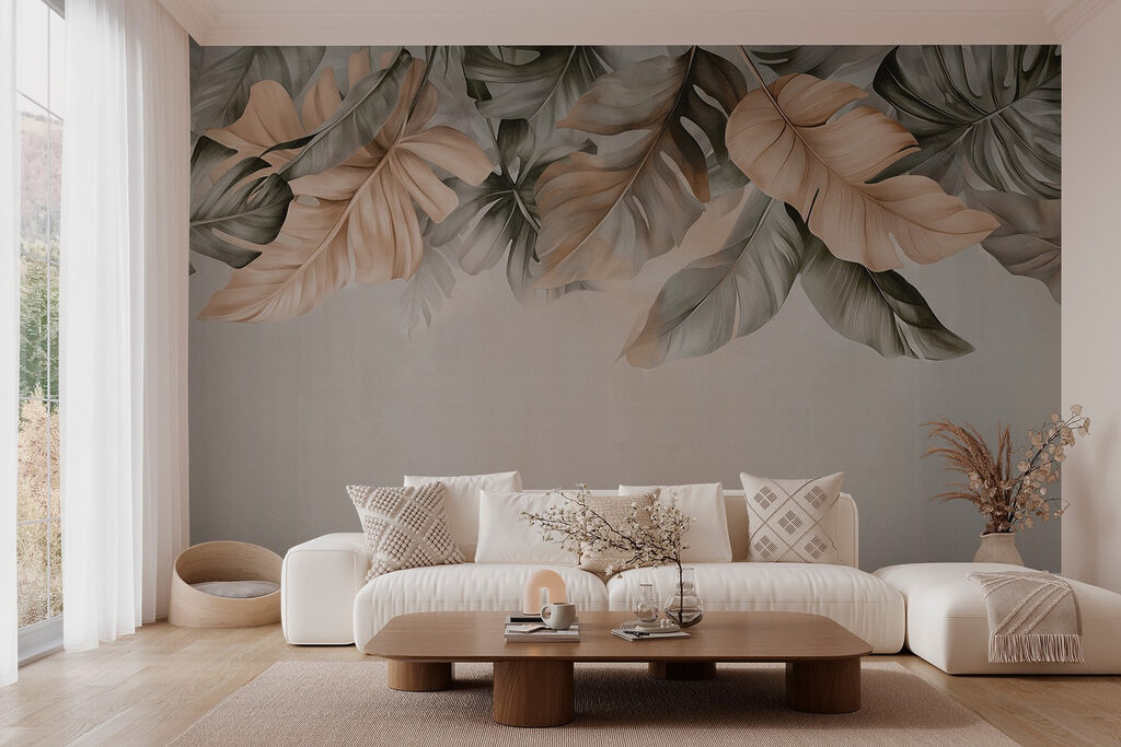 Hanging leaves over taupe — interior 6