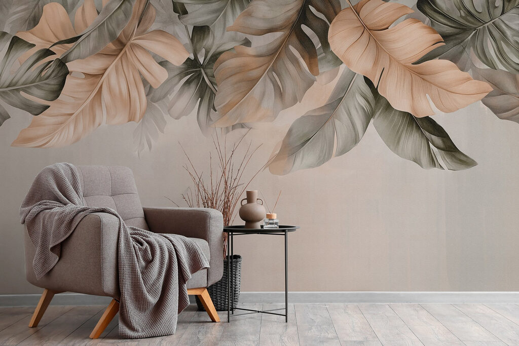 Hanging leaves over taupe — interior 7