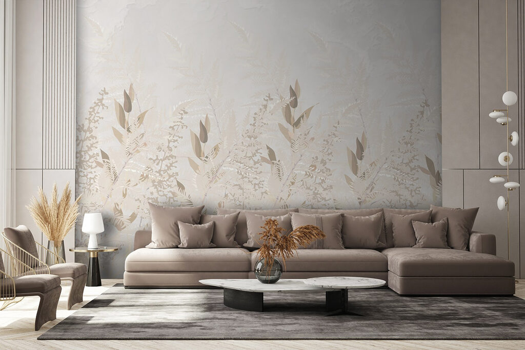 Golden ferns on cream — interior 1