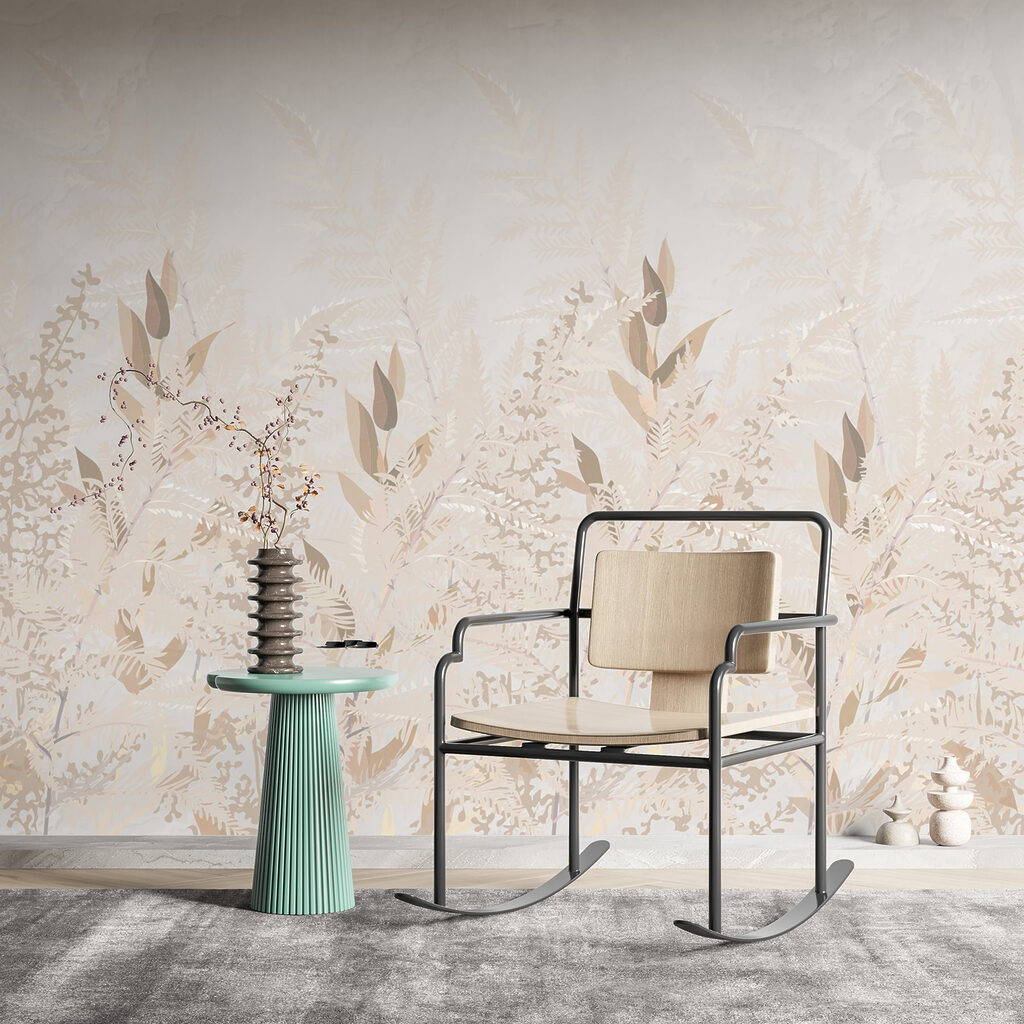 Golden ferns on cream — interior 2