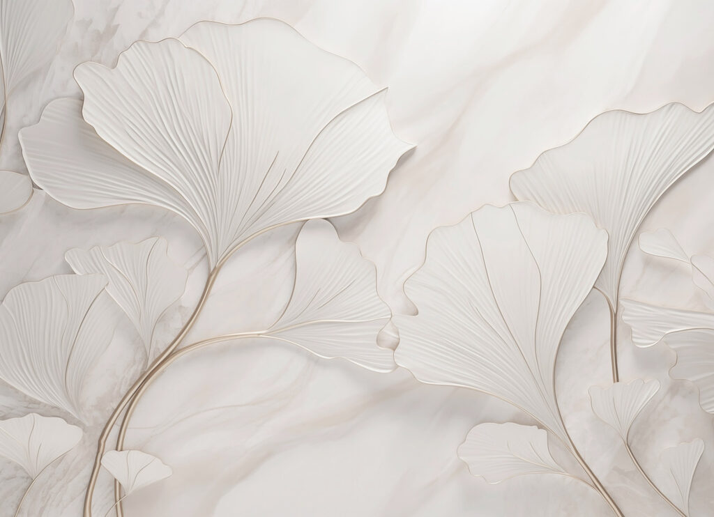 Ginkgo leaves in relief — full design