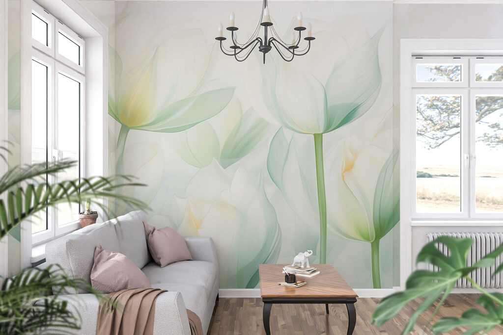 Pale tulips in mist — interior 2