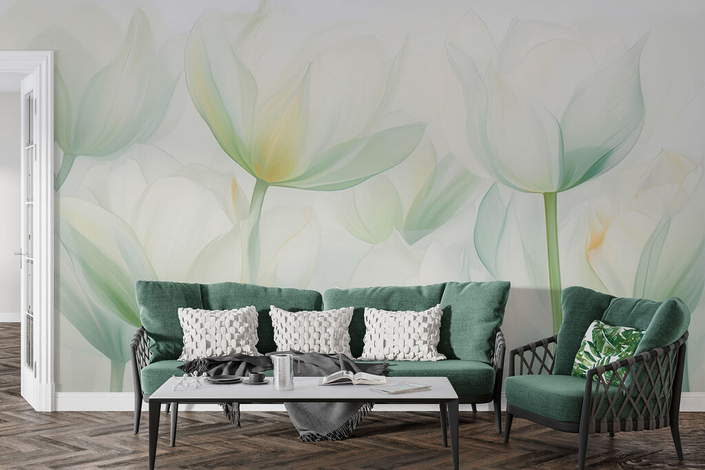 Pale tulips in mist — interior 3