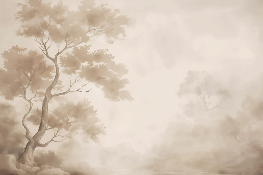 Tree in misty light — full design
