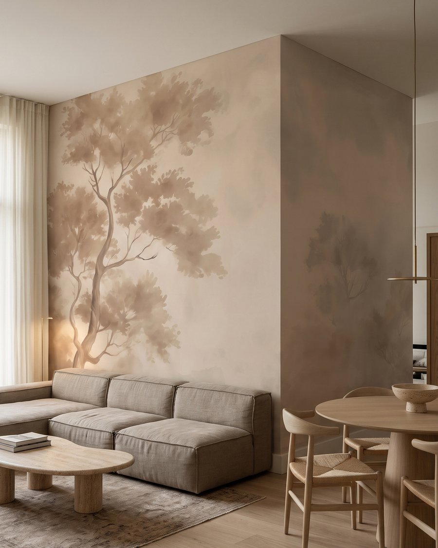 Tree in misty light — interior 1
