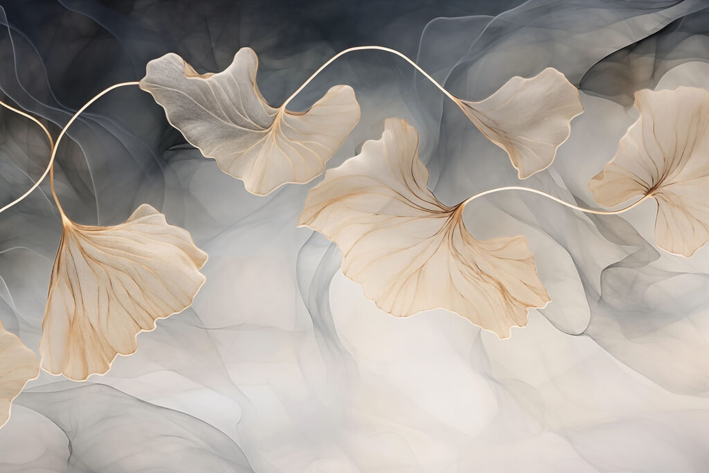 Ginkgo leaves in haze — full design