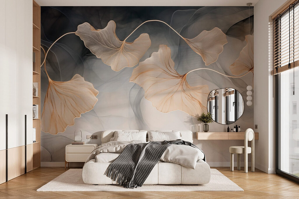 Ginkgo leaves in haze — interior 1
