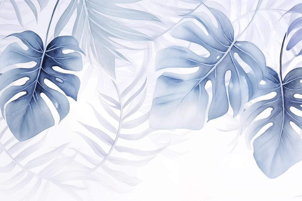 Blue leaves in light — full design