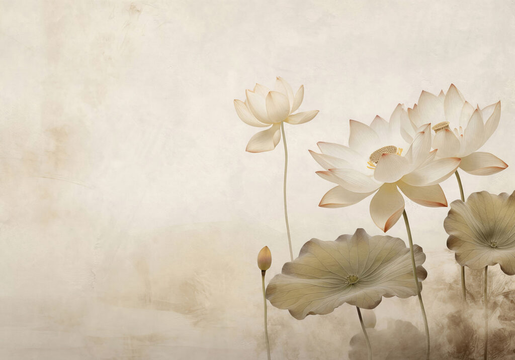 Lotus on weathered ground — full design