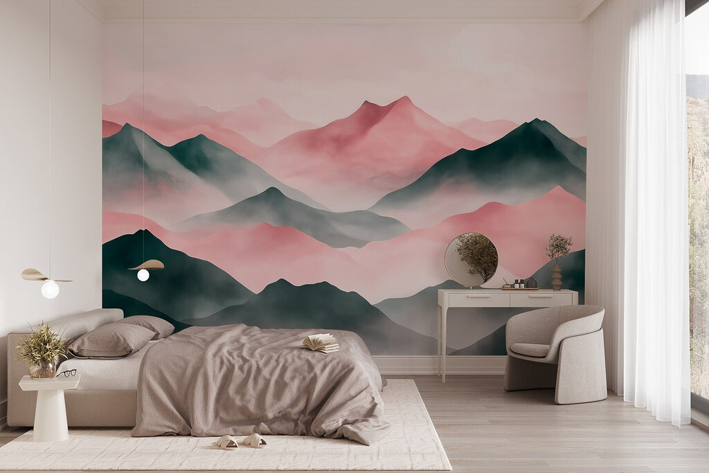 Mountains in Layered Ink in an interior