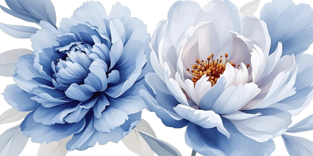 Two open flowers — full design