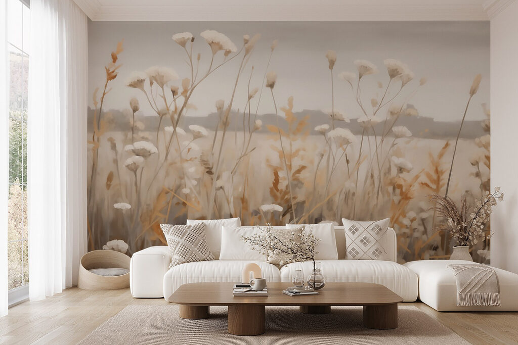 White wildflowers on hills — interior 3