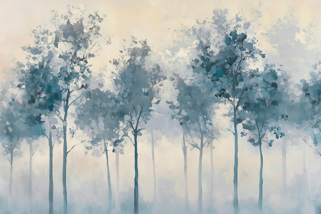 Trees in thin watercolour — full design