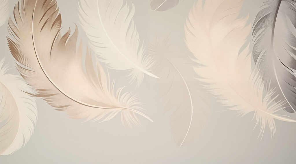 Feathers in cream tones — full design
