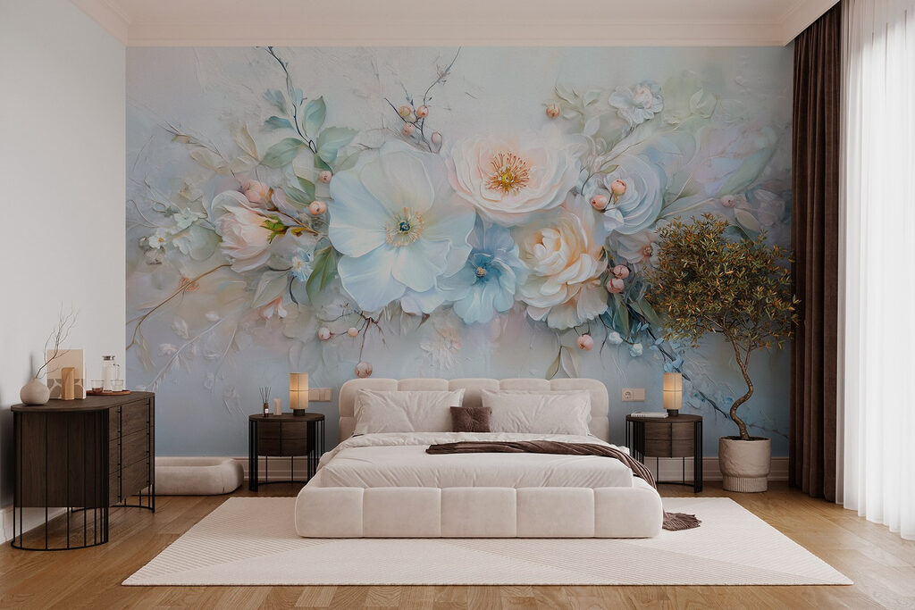 Light blue painted bouquet — interior 2