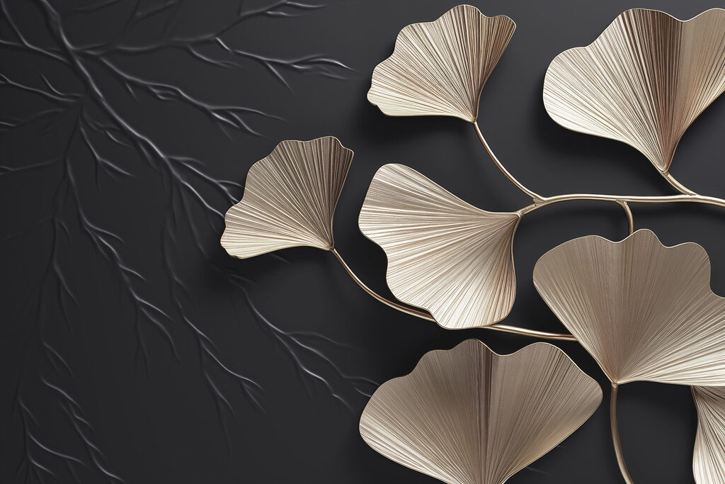 Fan-shaped ginkgo leaves — full design