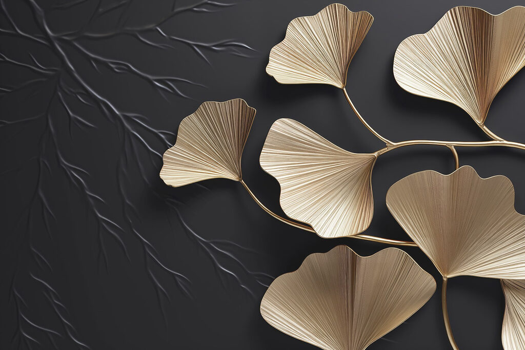 Ginkgo on Dark Marble — full design