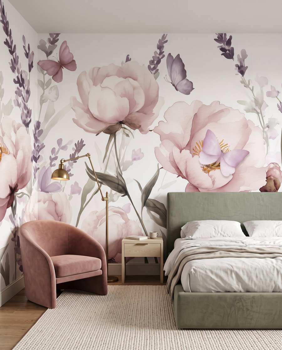 Peonies and Lavender in an interior