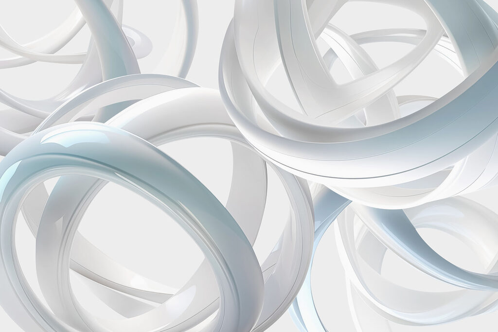 White ribbon loops — full design
