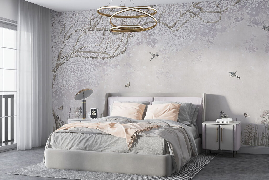 Blossom tree and birds — interior 2