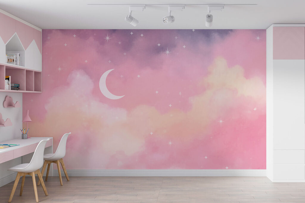 Moon between pink clouds — interior 1