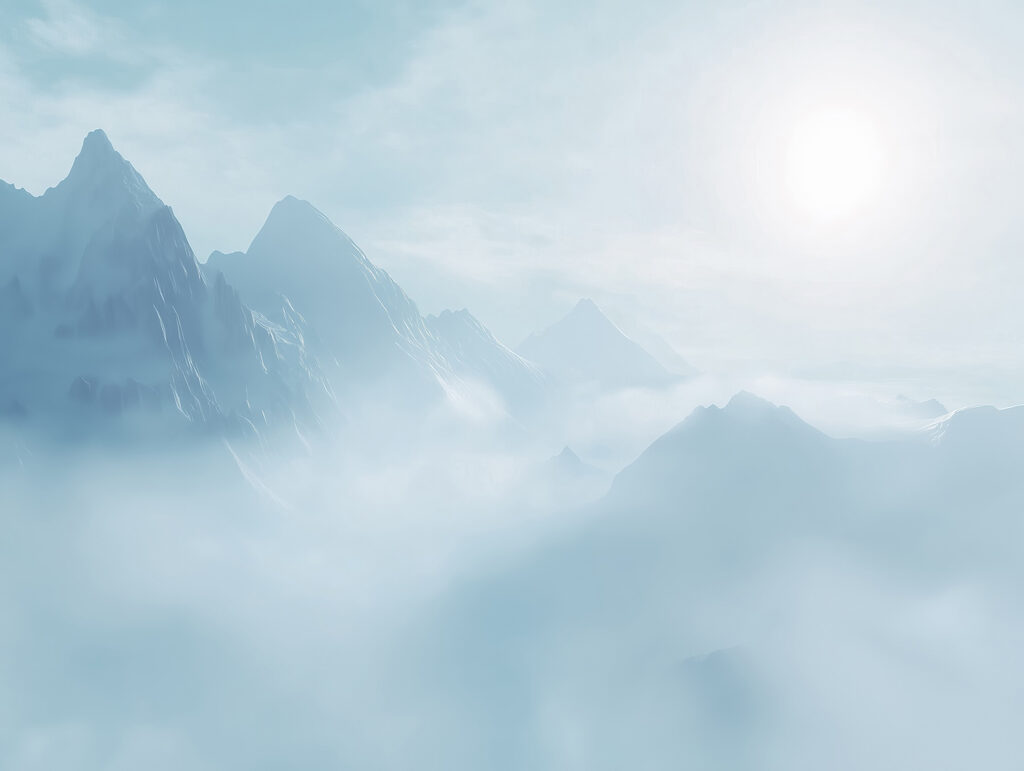 Mountains in pale sunlight — full design