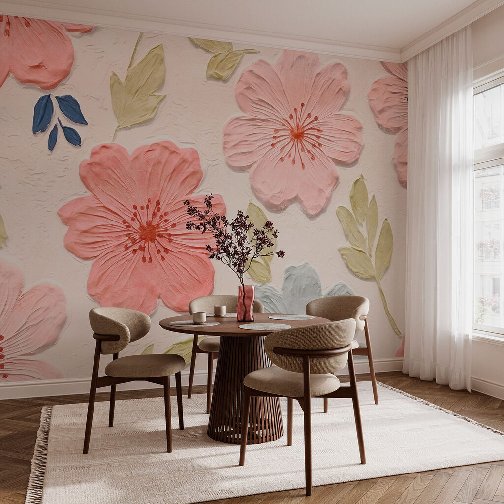 Pink flowers and leaves — interior 3