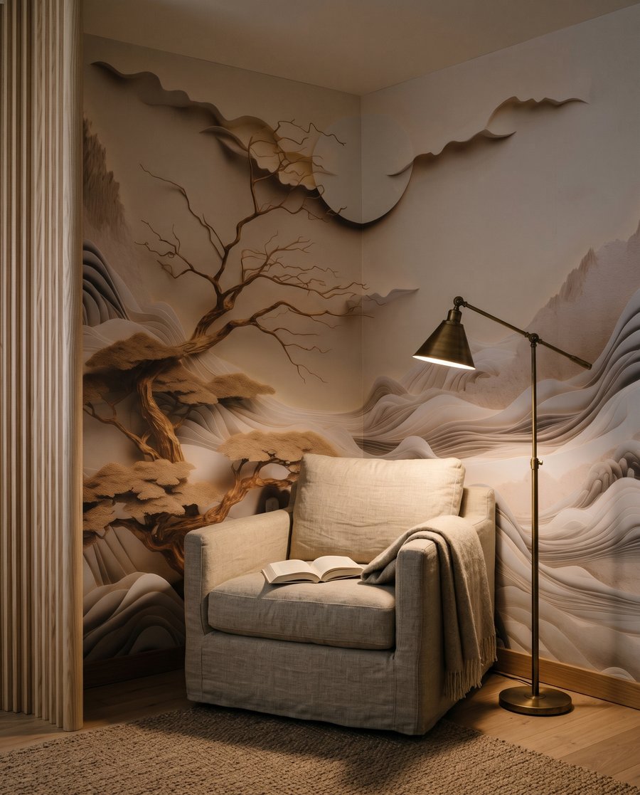 Sculpted Mountain Landscape in an interior