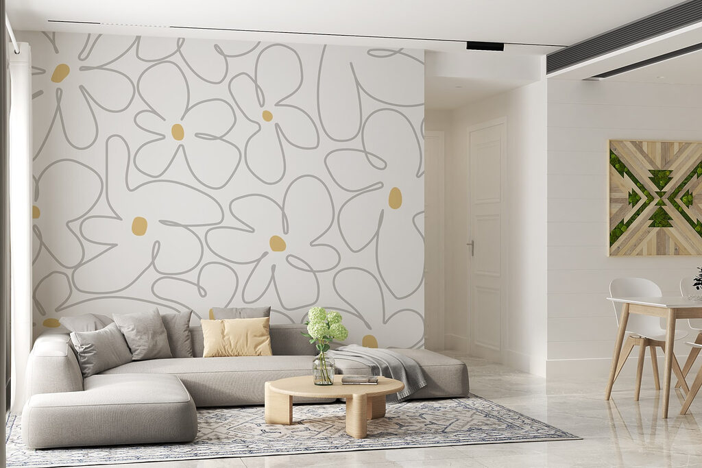 Yellow-centred flower outlines — interior 3