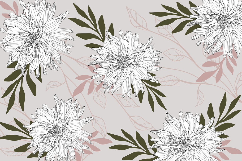 Flowers among dark leaves — full design