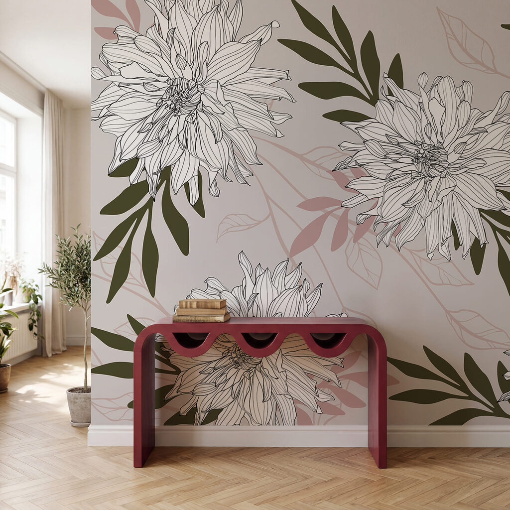 Flowers among dark leaves — interior 1