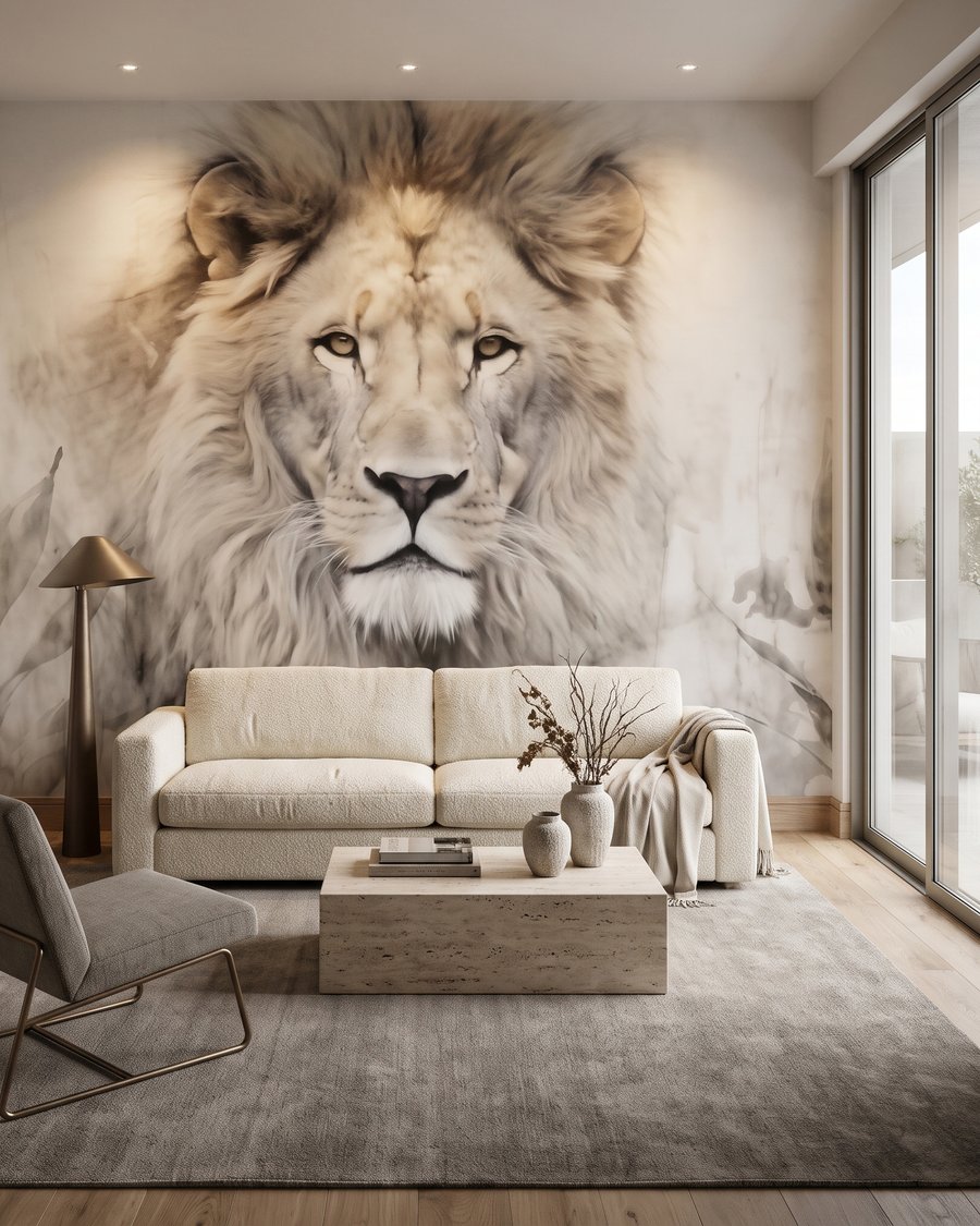 Lion in Soft Light in an interior
