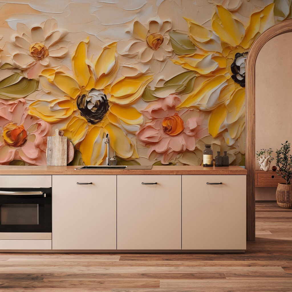 Yellow flowers, painted edges — interior 2