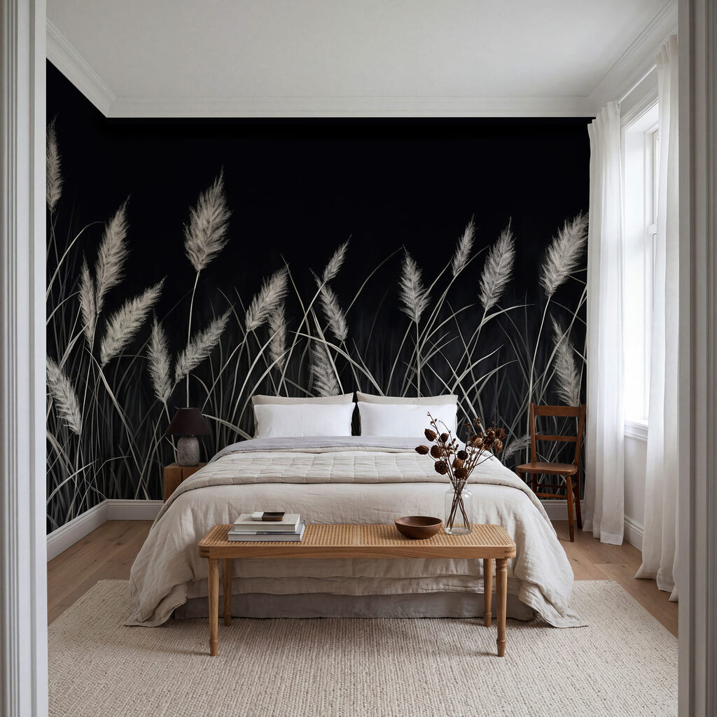 Silver grasses on black — interior 1