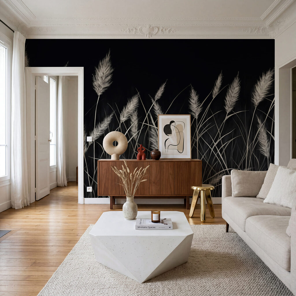 Silver grasses on black — interior 2
