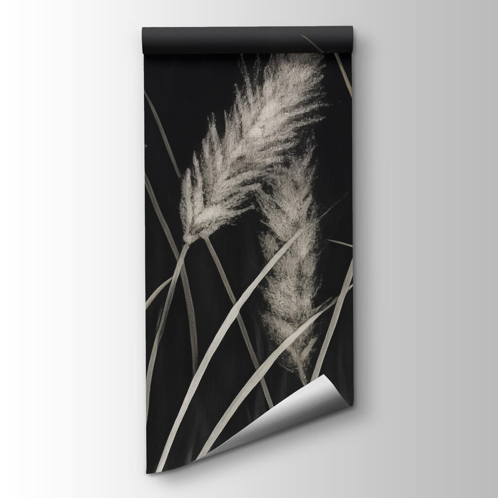 Silver grasses on black — product view