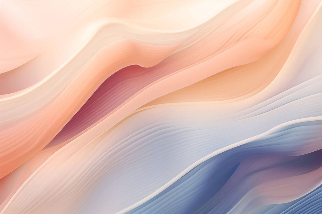 Peach waves beside blue — full design