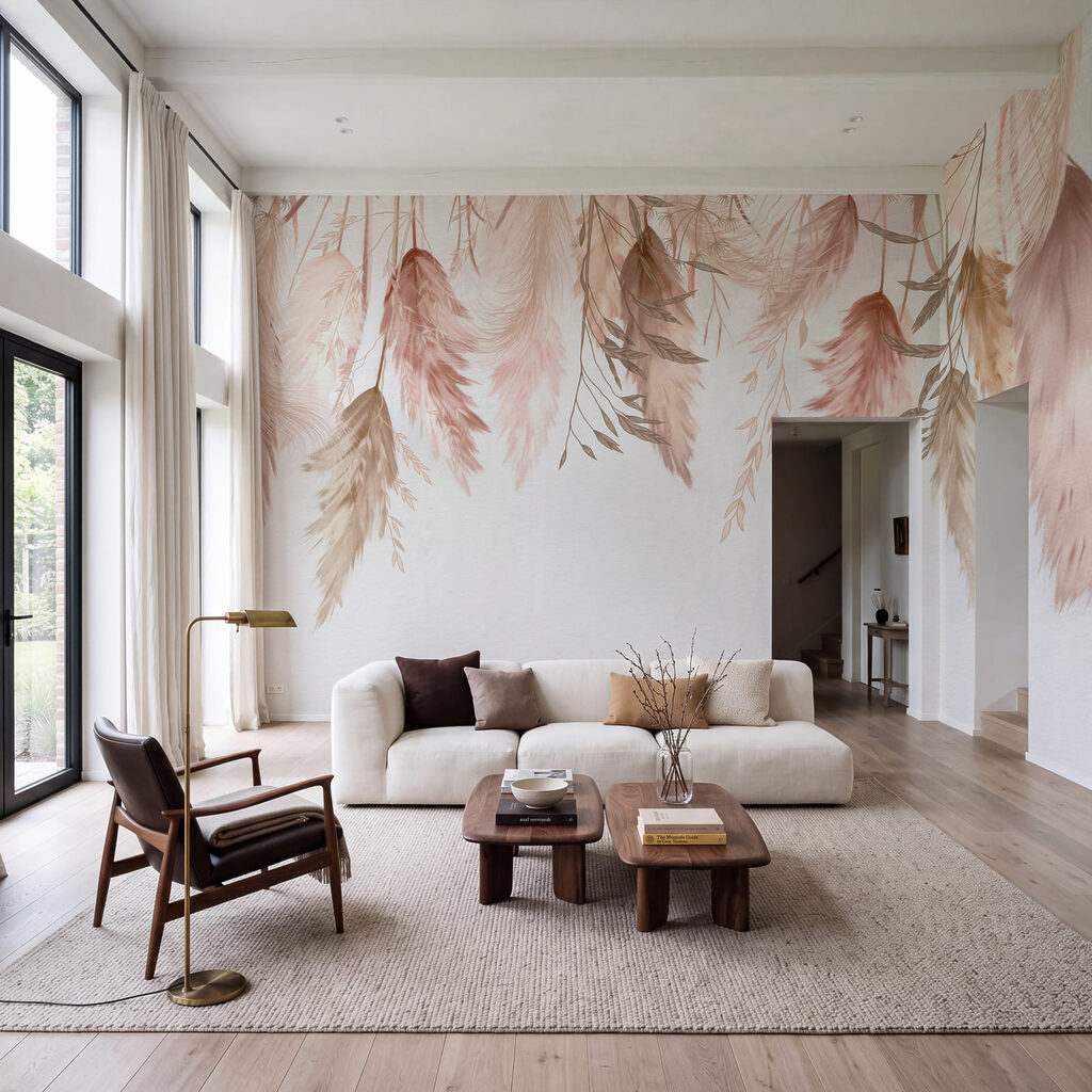 Hanging Feather Garland in an interior