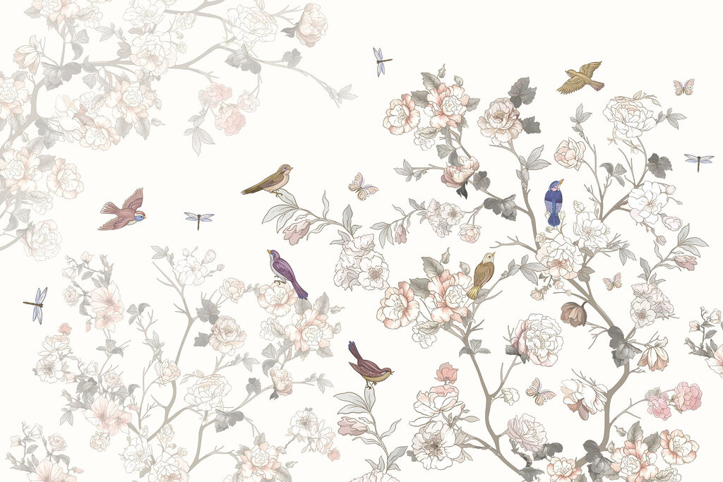 Birdsong Blossom Pattern — full design